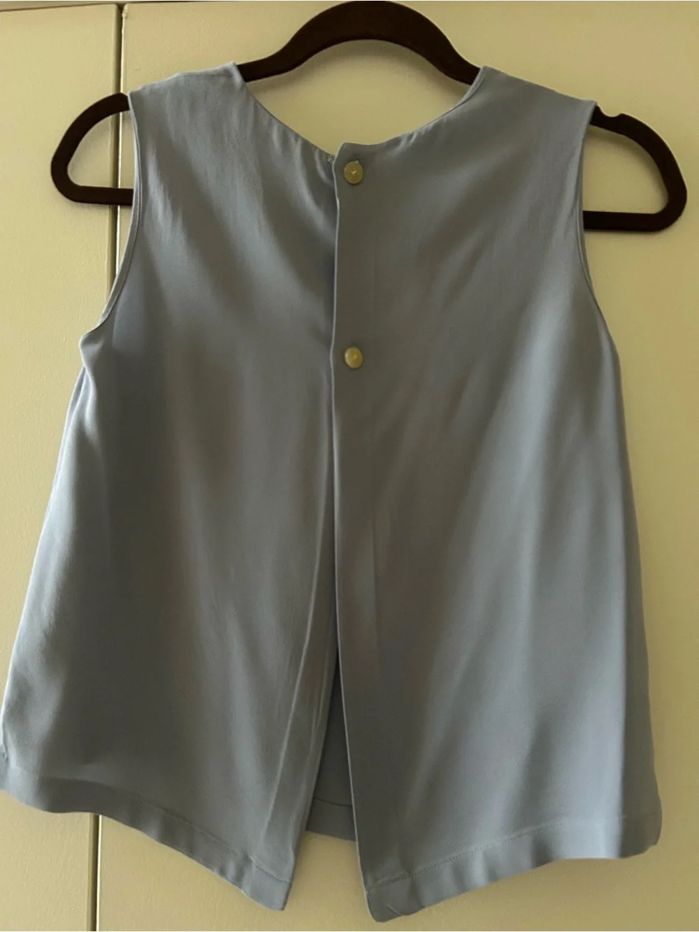 CHANEL Pale Blue-Gray Sleeveless Silk Tank
